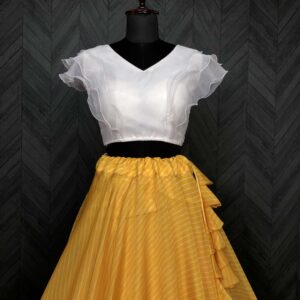 Premium Designer Leheriya Digital Printed Organza Lehenga Choli Set